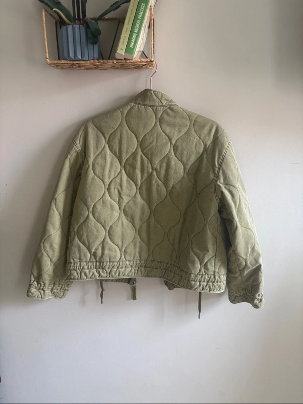 Joie Olive Quilted Cropped Bomber Jacket